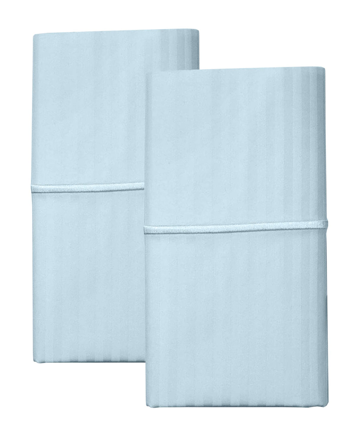 Feather & Stitch 2 Piece Pillowcase Set King Size Aqua 100% Cotton Damask Stripe Pillow Cases 500 Thread Count 20X40 Inches Ultr