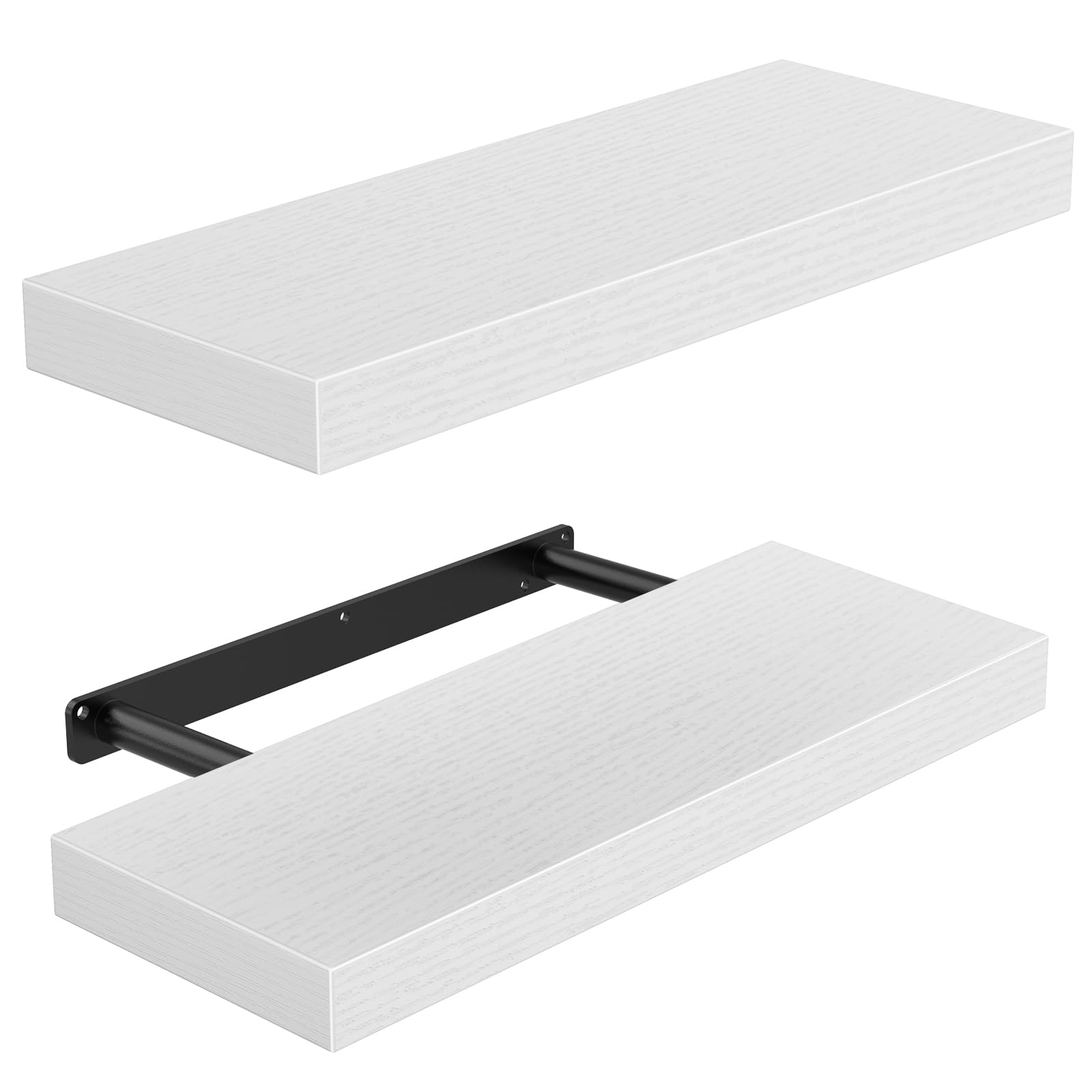 Amada Homefurnishing Floating Shelves Wall Mounted, 15 X 7 Inch Wall Shelves For Bathroom, Bedroom, Living Room, White Shelves Set Of 2