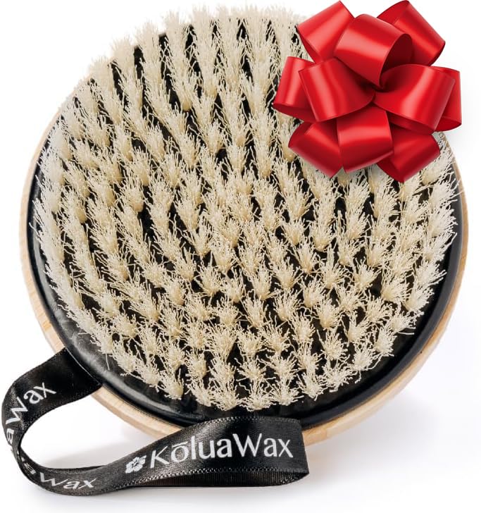 KoluaWax Exfoliating Brush, Body Scrubber for Wet or Dry Brushing, Waxing Prep for Skin and Ingrown Hair, Soft Bristle for Scrub