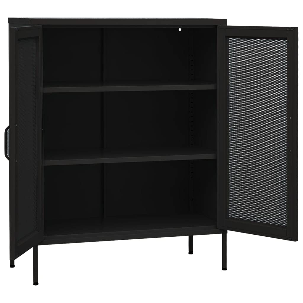 SKM Storage Cabinet Black 31.5&quot;x13.8&quot;x40&quot; Steel