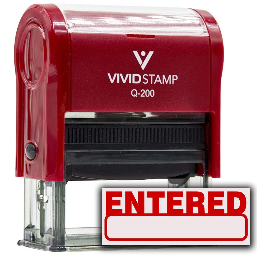 Basic Entered Self Inking Rubber Stamp (Red Ink) - Medium