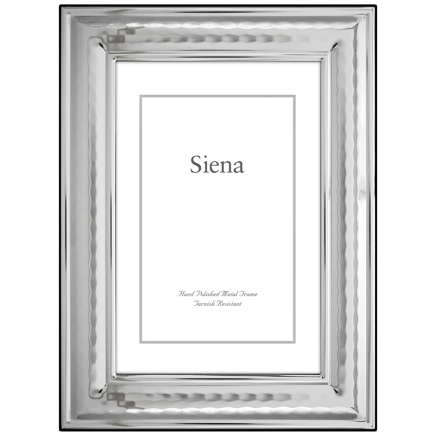 Siena Classic Hammered Silver Picture Frame, Tarnish Resistant Finish, Perfect Photo Frame for any End Table, Credenza, Shelf, o