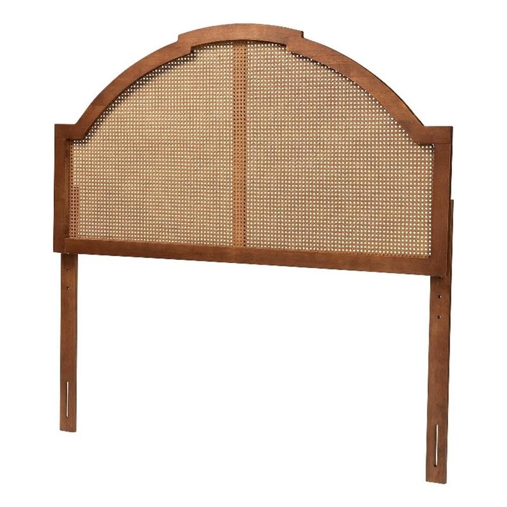 Baxton Studio Madeline Classic and Traditional Ash Walnut Finished Wood King Size Headboard with Rattan