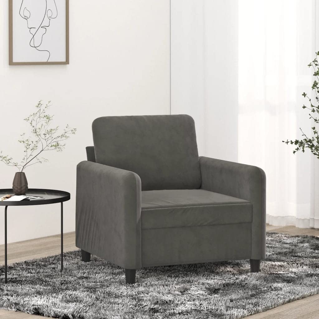 vidaXL Velvet Sofa Chair in Dark Gray - Comfortable Modern Seating Solution with Sturdy Frame & Soft Upholstery