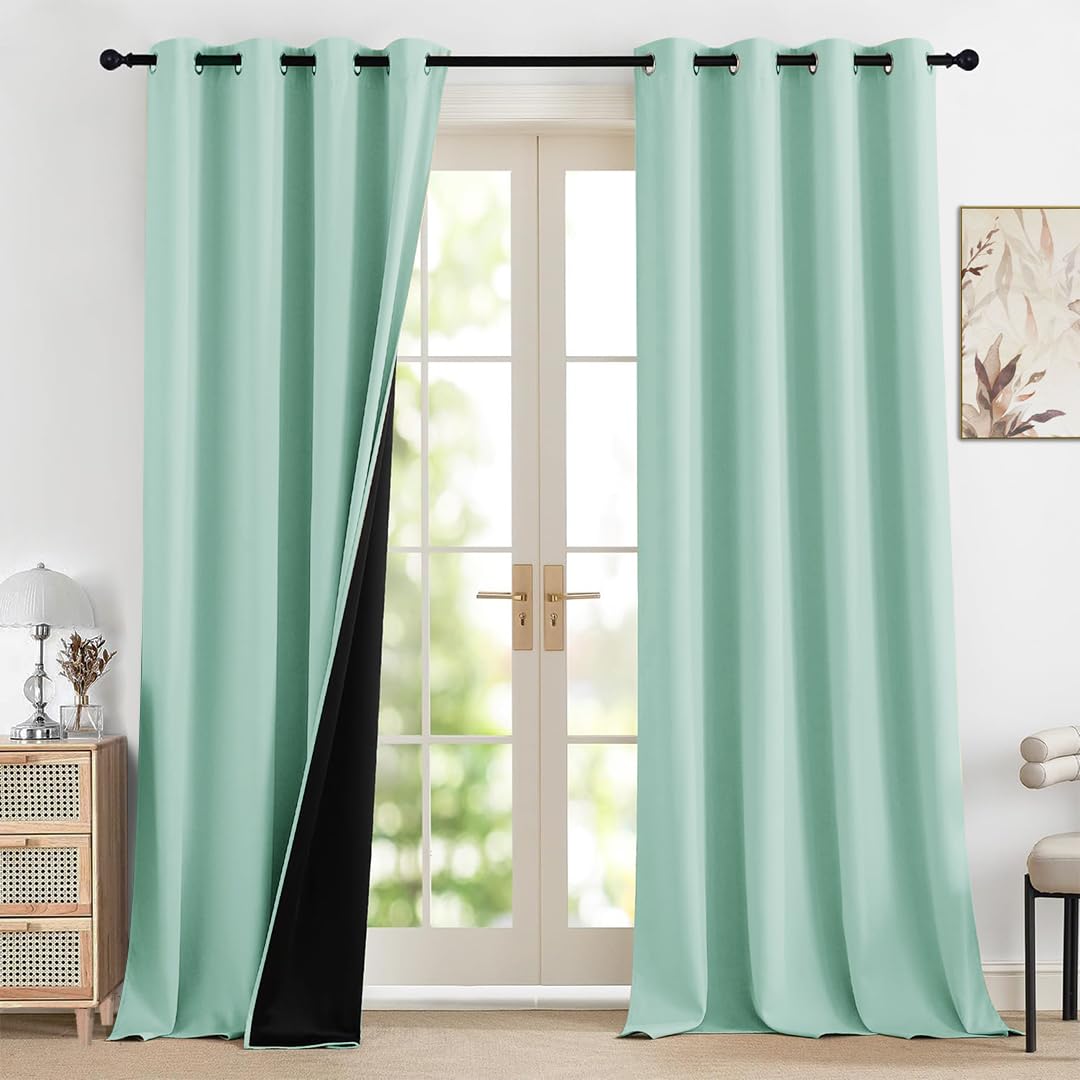 Homemonde Faux Silk Blackout 7 Feet Curtain, 71% Room Darkening Thermal Insulated Door Curtains, Pack Of 1, Solid Classic Green