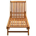 vidaXL Patio Lounge Chair, Outdoor Chaise Lounge Chair with Adjustable Backrest, Sunlounger with Cushion, Sunbed for Backyard, Solid Acacia Wood