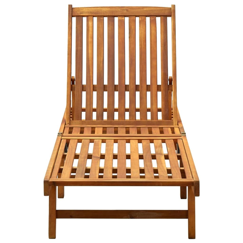 vidaXL Patio Lounge Chair, Outdoor Chaise Lounge Chair with Adjustable Backrest, Sunlounger with Cushion, Sunbed for Backyard, Solid Acacia Wood