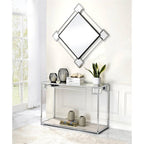 Acme Asbury Mirrored Top Metal Frame Console Table in Mirrored and Chrome