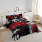 Feelyou Red Black And Grey Comforter Geometric Artistic Smear Comforter Set Abstract Graffiti Art Bedding Set Contemporary Moder