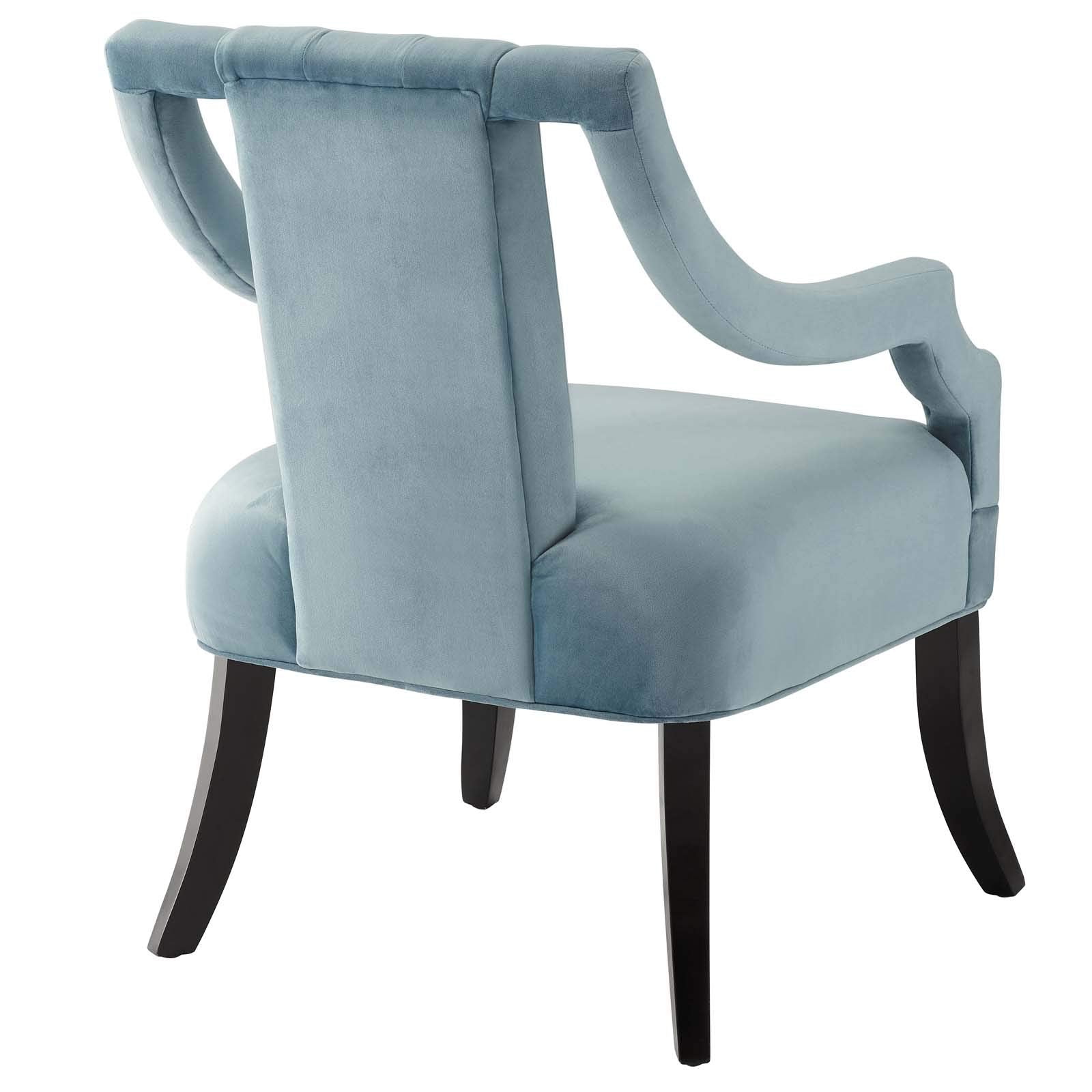 Modway Harken Channel Tufted Performance Velvet Accent Living Room Armchair In Light Blue