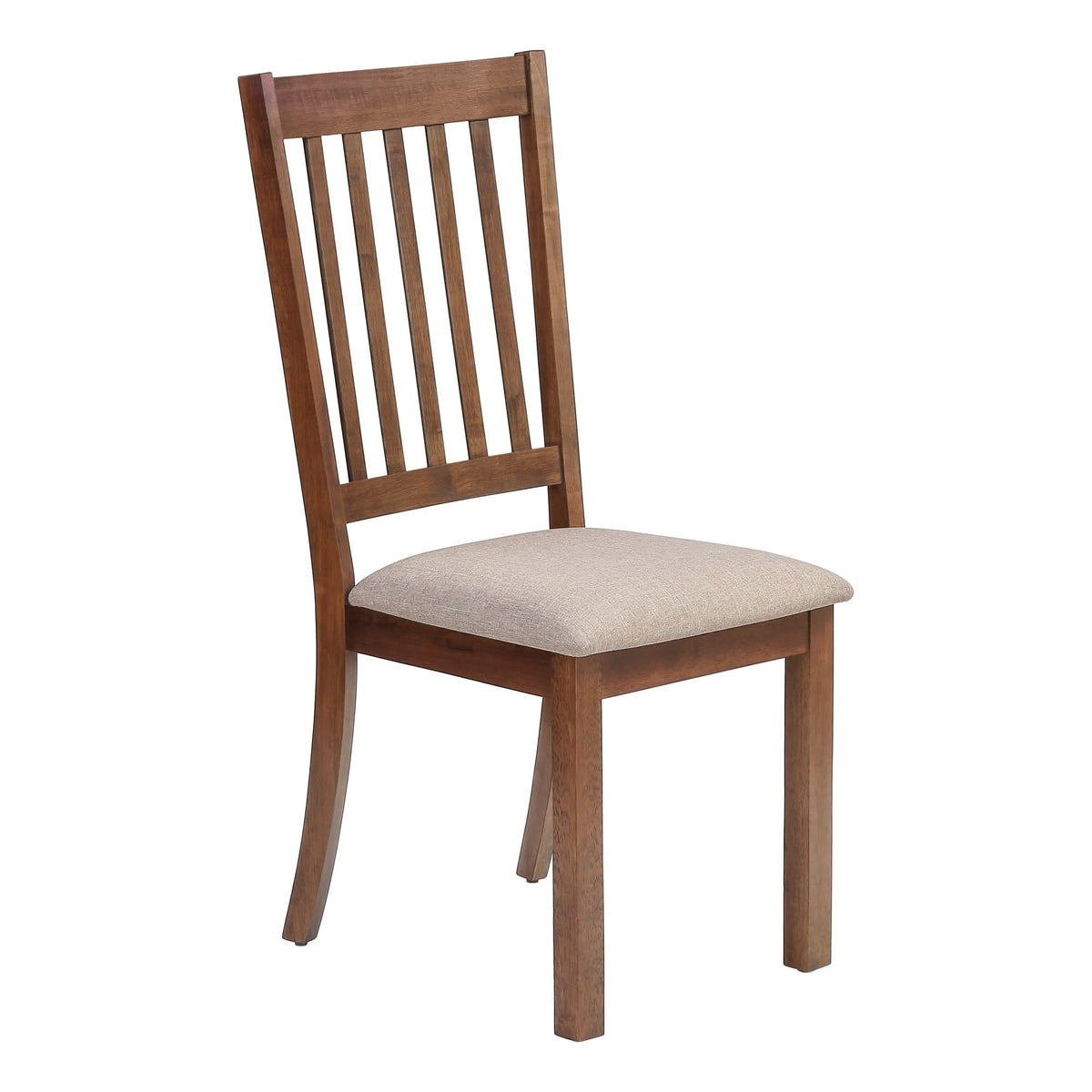 Monarch Specialties 1312 Chair, Set of 2, Side, Upholstered, Kitchen, Dining Room, Fabric, Wood Legs, Brown, Beige, Transitional Chair-2Pcs Walnut, 18.25' L x 22.75' W x 40' H