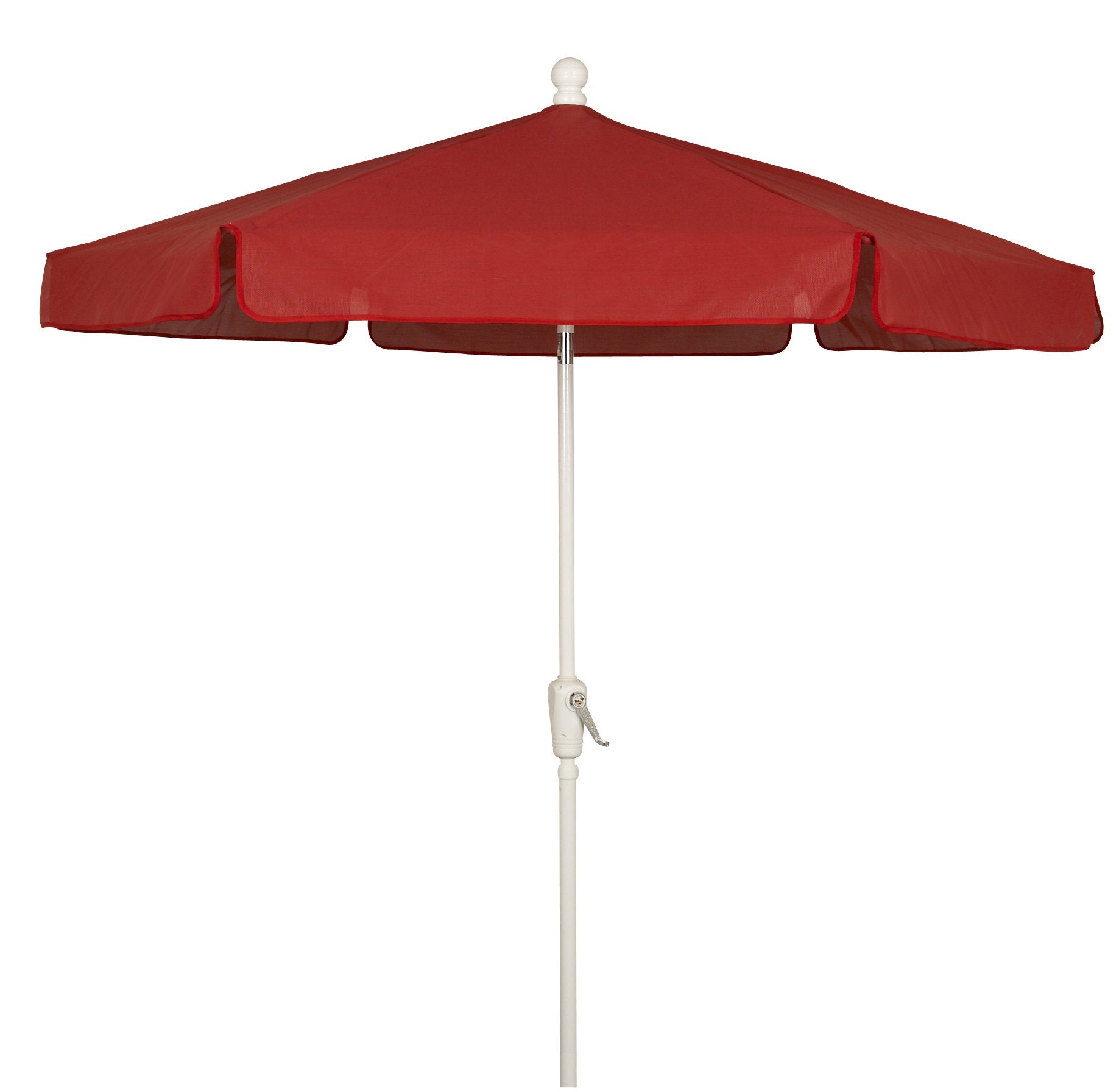 Fiberbuilt Umbrellas Garden Umbrella, 7.5 Foot Red Canopy And White Pole