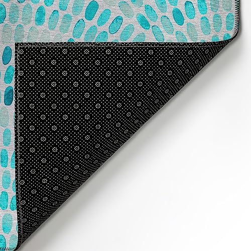 Addison Rugs Surfside Asr37 Aqua 8' X 8' Indoor Outdoor Round Rug, Easy Clean, Machine Washable, Non Shedding, Bedroom, Living R