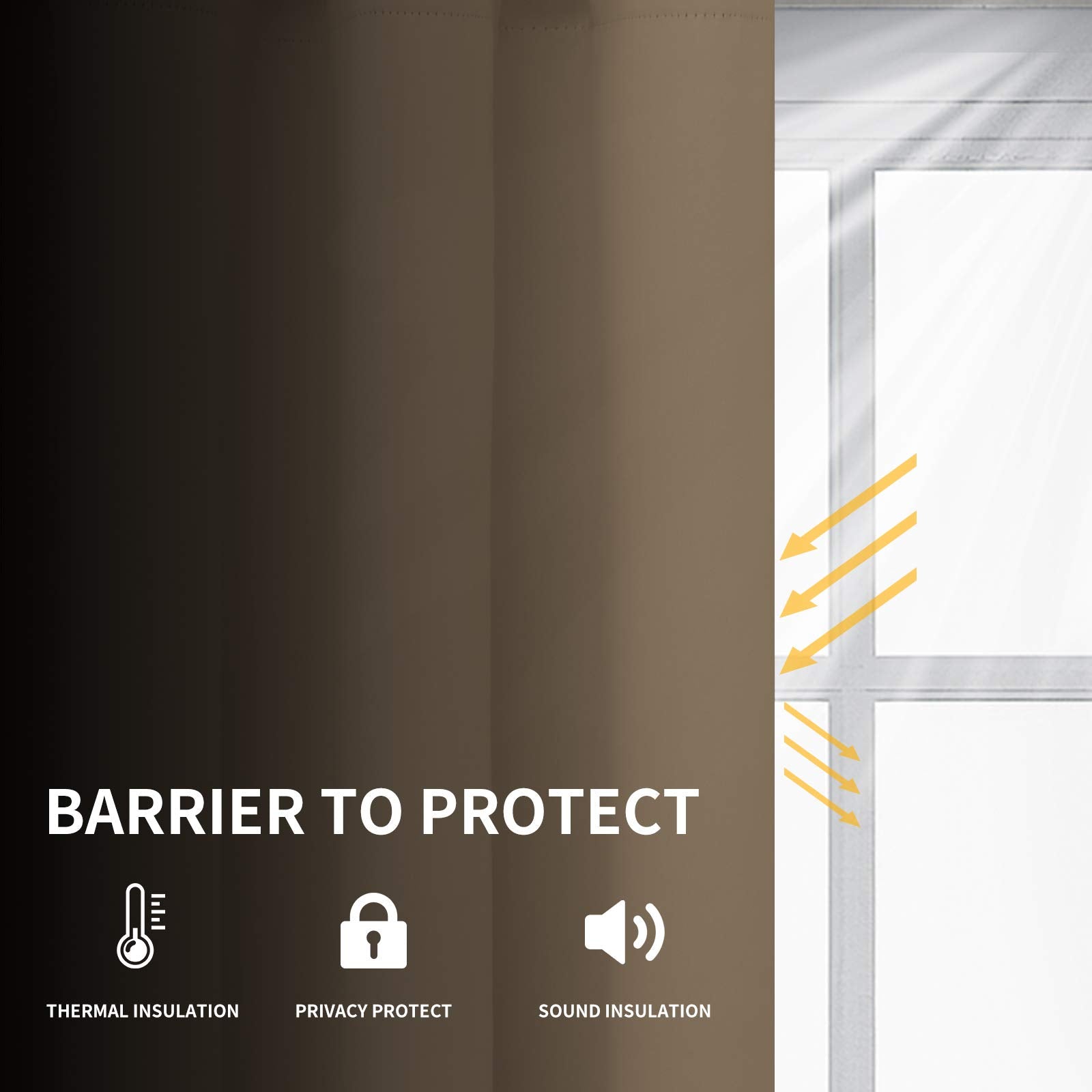 Easy-Going Blackout Curtains For Bedroom, Solid Thermal Insulated Grommet And Noise Reduction Window Drapes, Room Darkening Curtains For Living Room, 2 Panels(52X84 In,Camel)