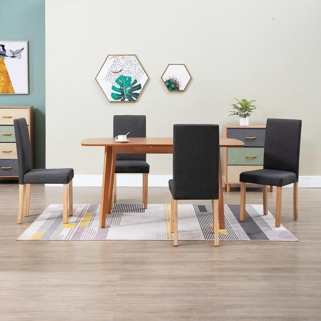 vidaXL Dining Chairs 4 pcs Dark Gray Fabric