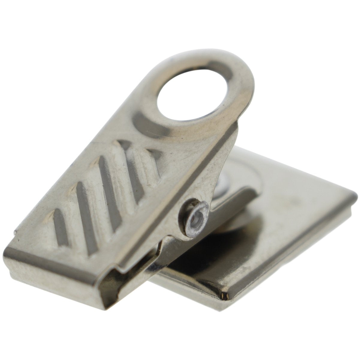 25 Pack - Premium Name Tag/Id Badge Holder Spring Clips With Metal Bulldog Clasp & Square Adhesive Back - For Badges, Buttons, A