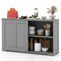 Costzon Sideboard Buffet Cabinet, Wooden Kitchen Storage Cabinet With Adjustable Shelf, Sliding Barn Door, Accent Coffee Bar Cabinet Console Table For Living Room, Dining Room, Hallway (Grey)