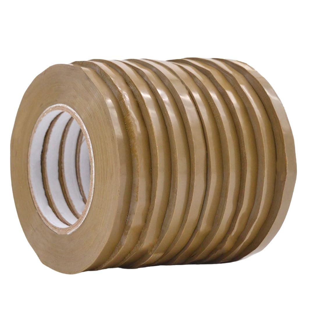WOD Tan Produce Poly Bag Sealing Tape, 3/8 inch x 180 yds. (Pack of 10) for Packaging and Sealing of Meat, Gifts, or Ice Bags BS