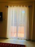 Curtain King Polyester Fully Transparent Net Sheer Grommet Curtain (Pack of 1) (Door, 7 Feet, Beige, Cream)