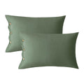 Jellymoni Pillowcases Standard Set Of 2 Cotton Button Pillow Covers 20  26In Green Bed Pillow Cases 100% Washed Cotton Soft Brea