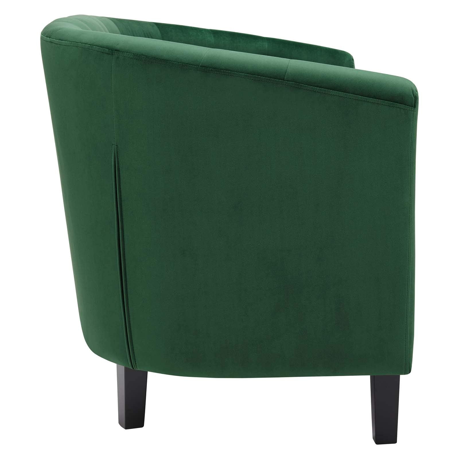 Modway Prospect Channel Tufted Performance Velvet Modern, Loveseat, Emerald