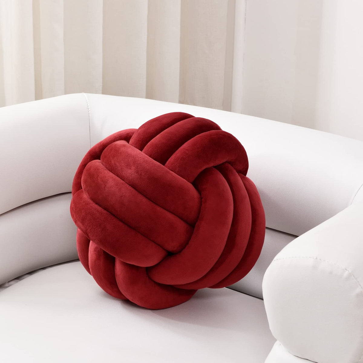 Sioloc Soft Knot Ball Pillows,Round Throw Pillow Cushion Home Decoration Plush Pillow,Throw Knotted Pillow Handmade Round Plush