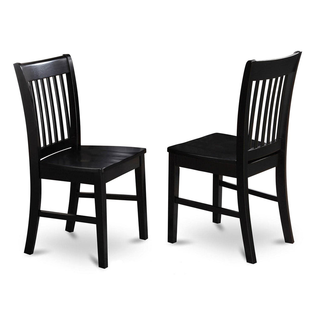 East West Furniture Dublin 3 Piece Kitchen Set for Small Spaces Contains a Round Dining Room Table with Dropleaf and 2 Solid Wood Seat Chairs, 42x42 Inch, DLNO3-BLK-W