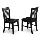 East West Furniture Dublin 3 Piece Kitchen Set for Small Spaces Contains a Round Dining Room Table with Dropleaf and 2 Solid Wood Seat Chairs, 42x42 Inch, DLNO3-BLK-W