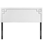 Modway Josie Faux Leather Upholstered Queen Headboard in White with Nailhead Accents