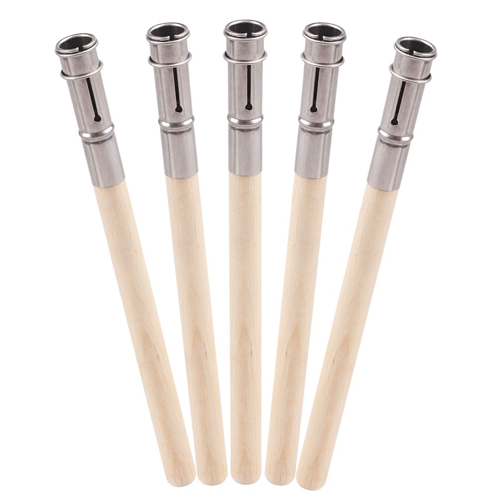 Gther 5Pcs Wooden Pencil Extender,Adjustable Art Pencil Lengthener, Pencil Extender Holder With Aluminum Handle For Colored Penc