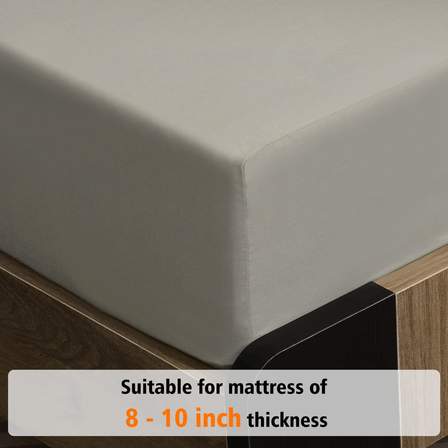 Lirex Fitted Sheet, Twin Xl Size 100% Egyptian Cotton 300 Thread Count Soft Breathable Fitted Sheet, 100X190Cm, Grey