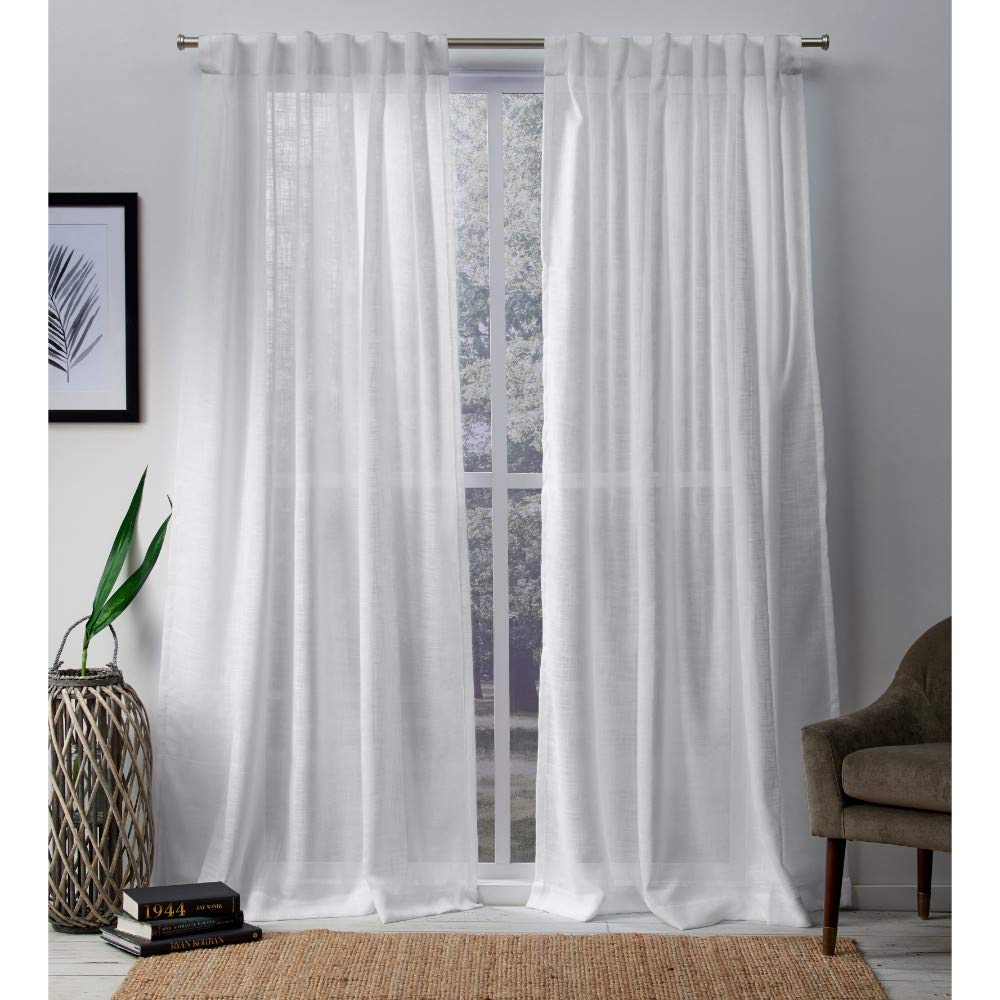 Exclusive Home Curtains Bella Window Curtain Panel Pair with Hidden Tab Top, 54x96, Winter White, 2 Count