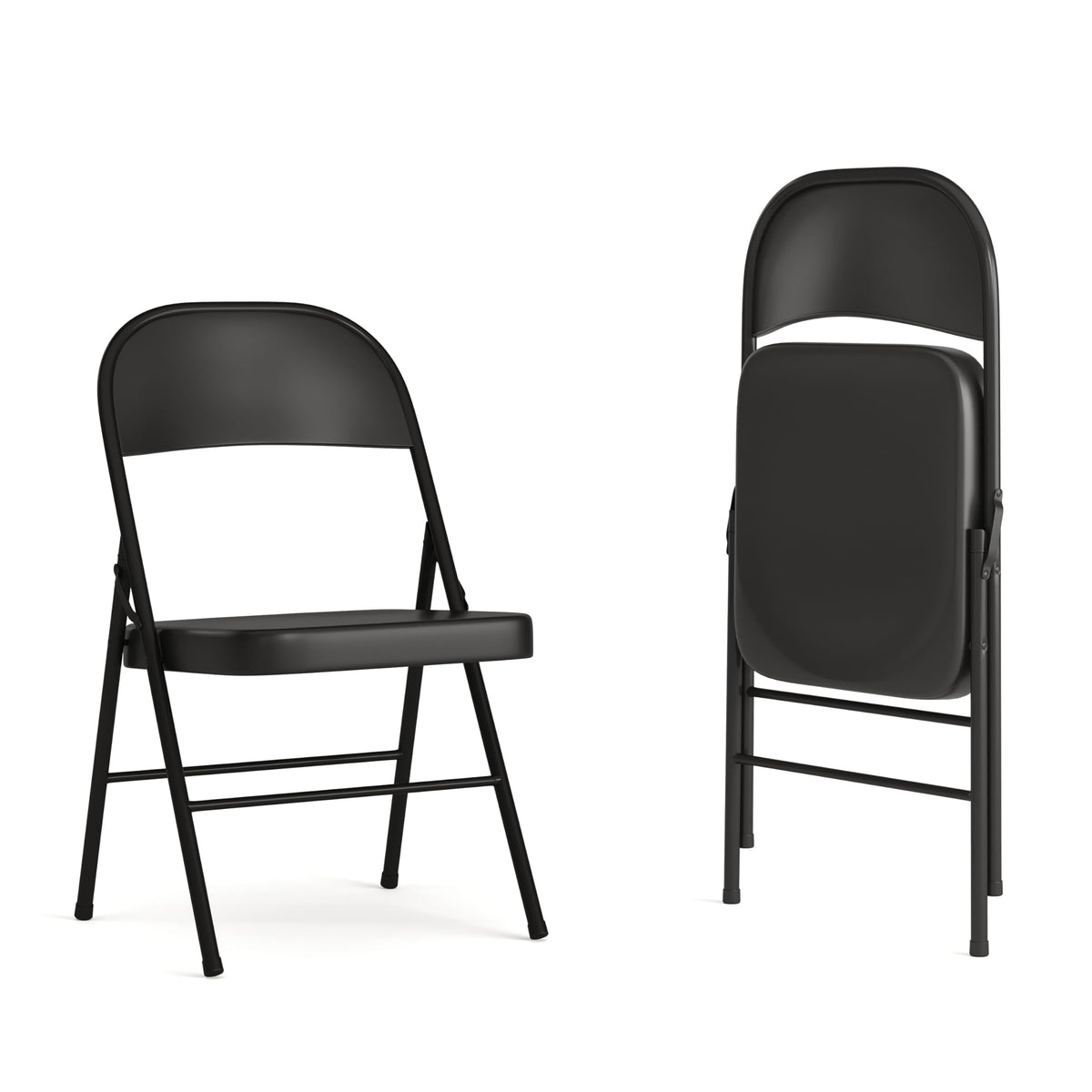 Flash Furniture 2 Pack Hercules Series Double Braced Black Metal Folding Chair