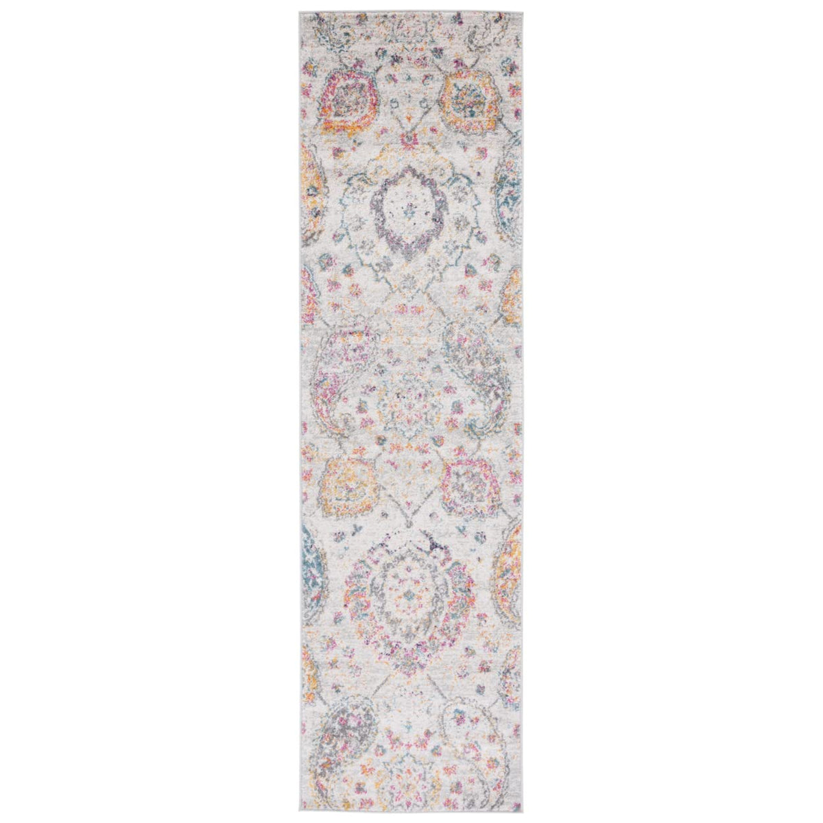SAFAVIEH Madison Collection Runner Rug - 2'3'' x 8', Grey & Gold, Boho Chic Glam Paisley Design, Non-Shedding & Easy Care, Ideal