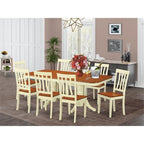 East West Furniture NAAN9-WHI-W 9 Piece Dining Room Table Set Includes a Rectangle Kitchen Table with Butterfly Leaf and 8 Dining Chairs, 40x78 Inch, Buttermilk & Cherry