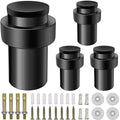 Kolako Door Stopper Cylindrical Floor Door Stop Black Rubber Door Stoppers Brushed Modern Decorative Heavy Duty Solid Doorstop B