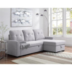 Acme Amboise Fabric Reversible Sleeper Sectional Sofa with Storage in Light Gray