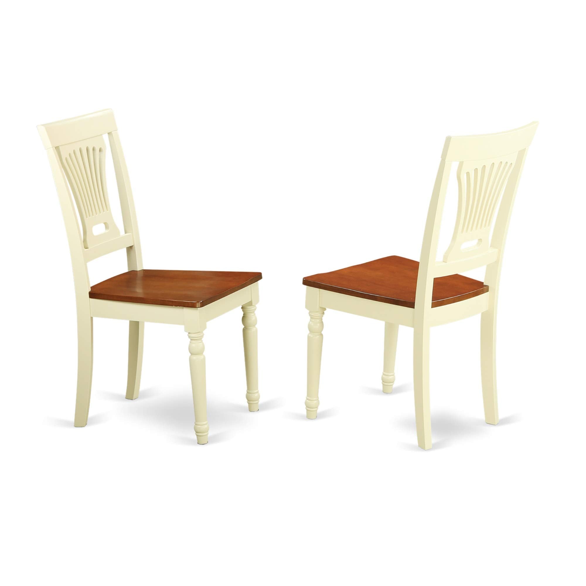 East West Furniture KEPL7-WHI-W 7 Piece Dining Room Table Set Consist of an Oval Kitchen Table with Butterfly Leaf and 6 Dining Chairs, 42x60 Inch, Buttermilk & Cherry