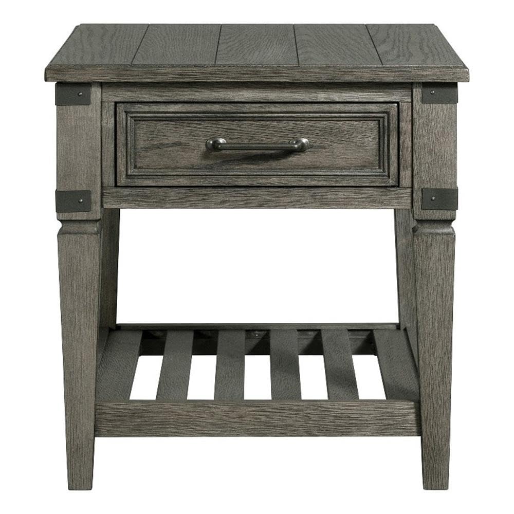 Intercon Foundry 24" Wide Drawer and Shelf, Brushed Pewter End/Side/Nesting Tables
