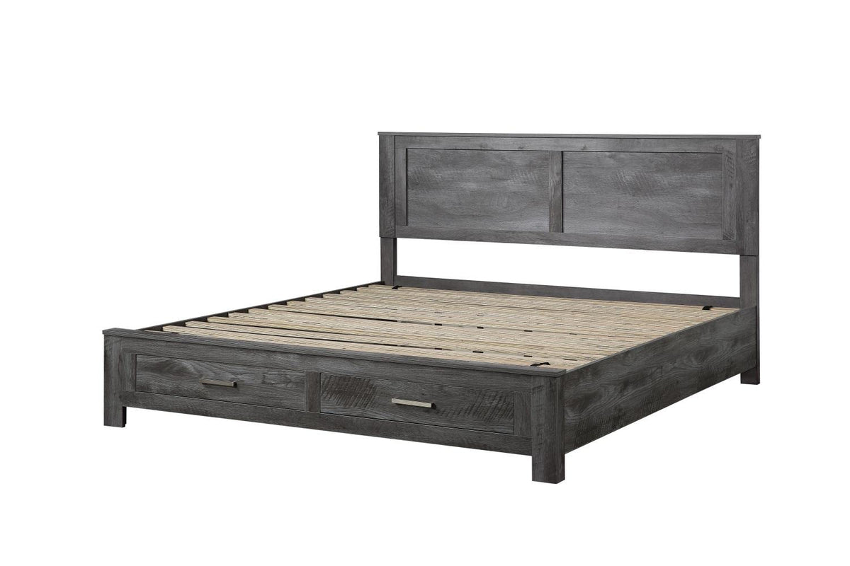 Acme Vidalia Queen Bed with Storage in Rustic Gray Oak