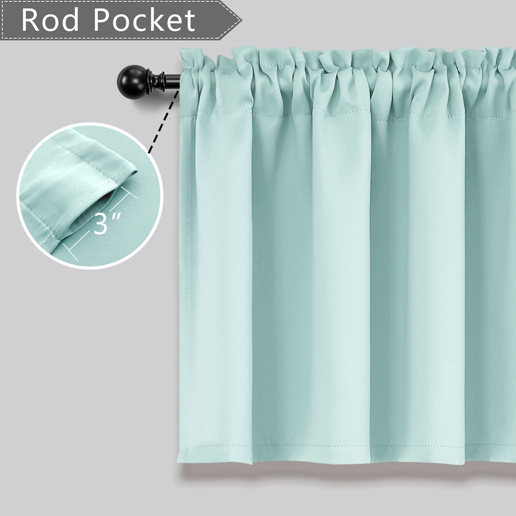 Mrs.Naturall Beach Valances For Kitchen Window 2 Pack Rod Pocket Blackout Valance For Living Room Bathroom 36 X 16 Inch Length S