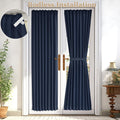 Vatge Dual Rod Pocket Dark Blue French Door Panel Curtains With Tieback - Door Curtain Panels For Doorway, 1 Panel, W25 X L72, N