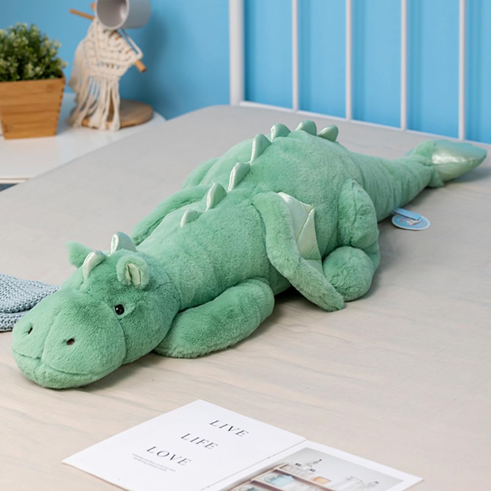 Leahaoe Weighted Dragon Stuffed Animal - 10Lbs, 43.3" Green Plush for Kids & Adults, Soft Cotton, Model ifx-002