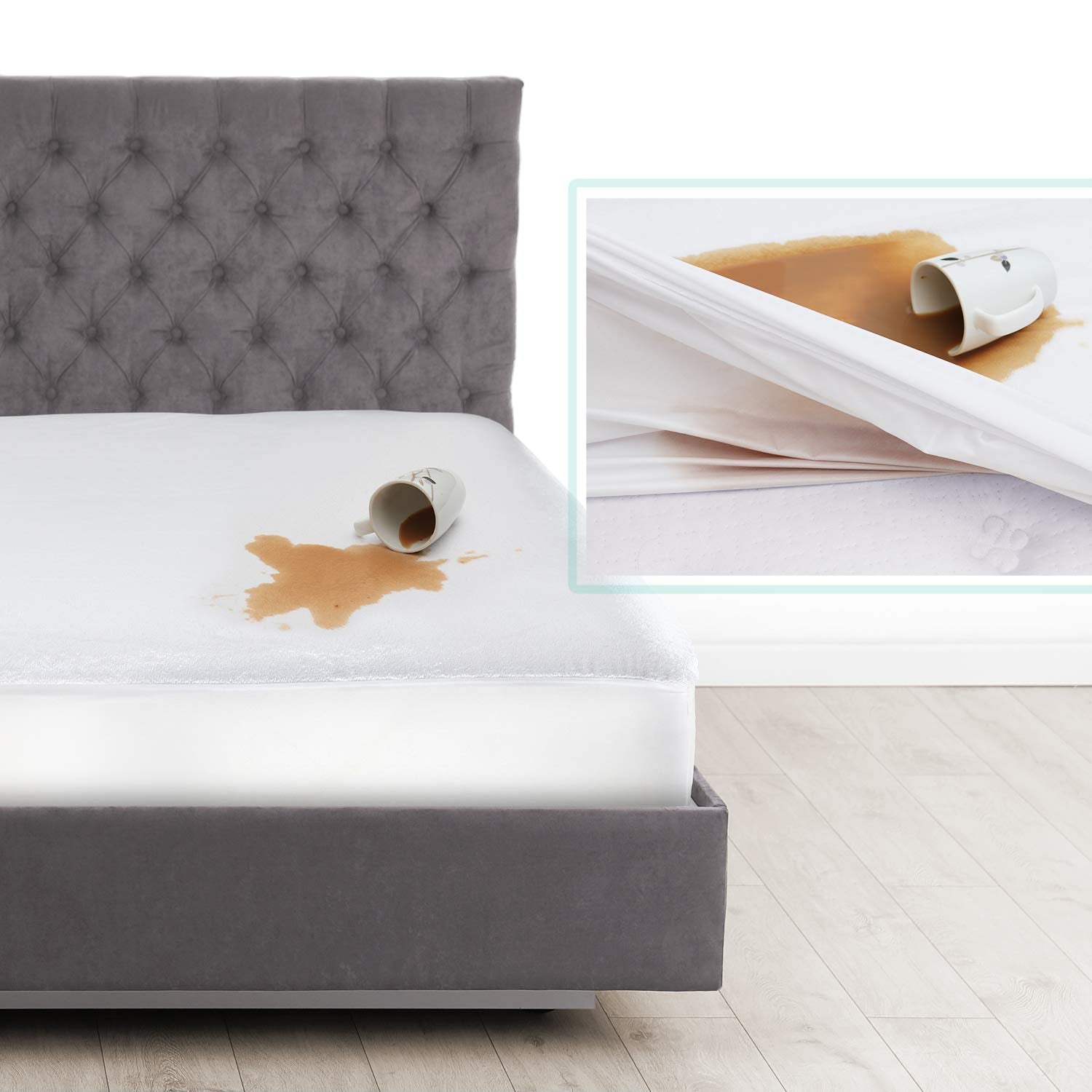 Nestl Premium Cotton Terry Mattress Protector - Soft And Waterproof Rv Short Queen 14 Inch Deep Pocket Mattress Protector - Brea