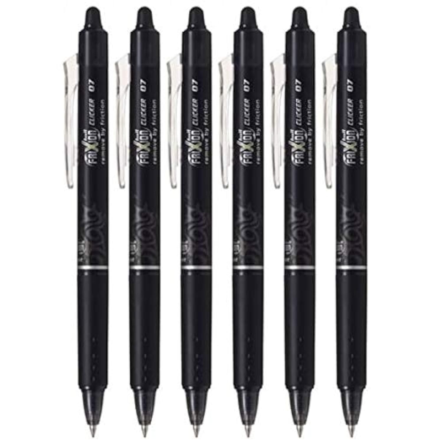 Pilot Frixion Ball Clicker Retractable Erasable Gel Pen, Fine Point, 0.7Mm, Black Ink, 6 Count