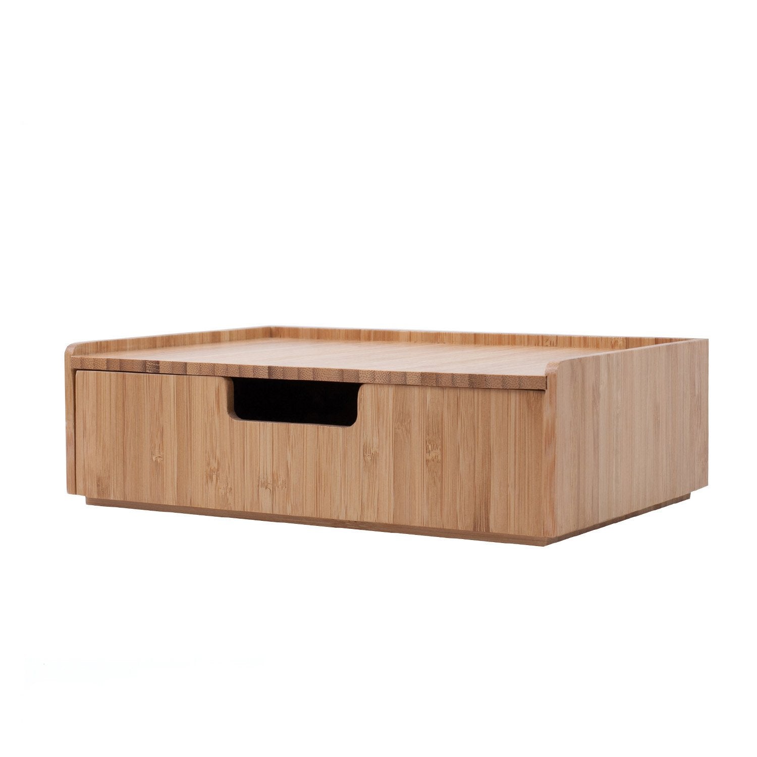 Bamboo Drawer, Stackable Storage Solution For Office Products Pens, Pencils, Scissors, Notepads, Business Cards And More