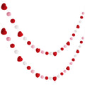 Boao 2 Pieces Felt Garlands Decorations Red Pink Ball and Heart Hanging Garland Felt Pom Pom Ball Heart Banners for Party Home D