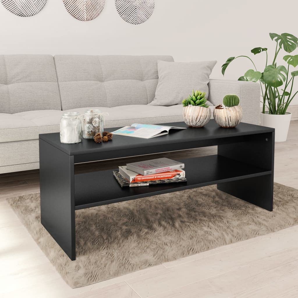 vidaXL Coffee Table Black 39.4&quot;x15.7&quot;x15.7&quot; Chipboard