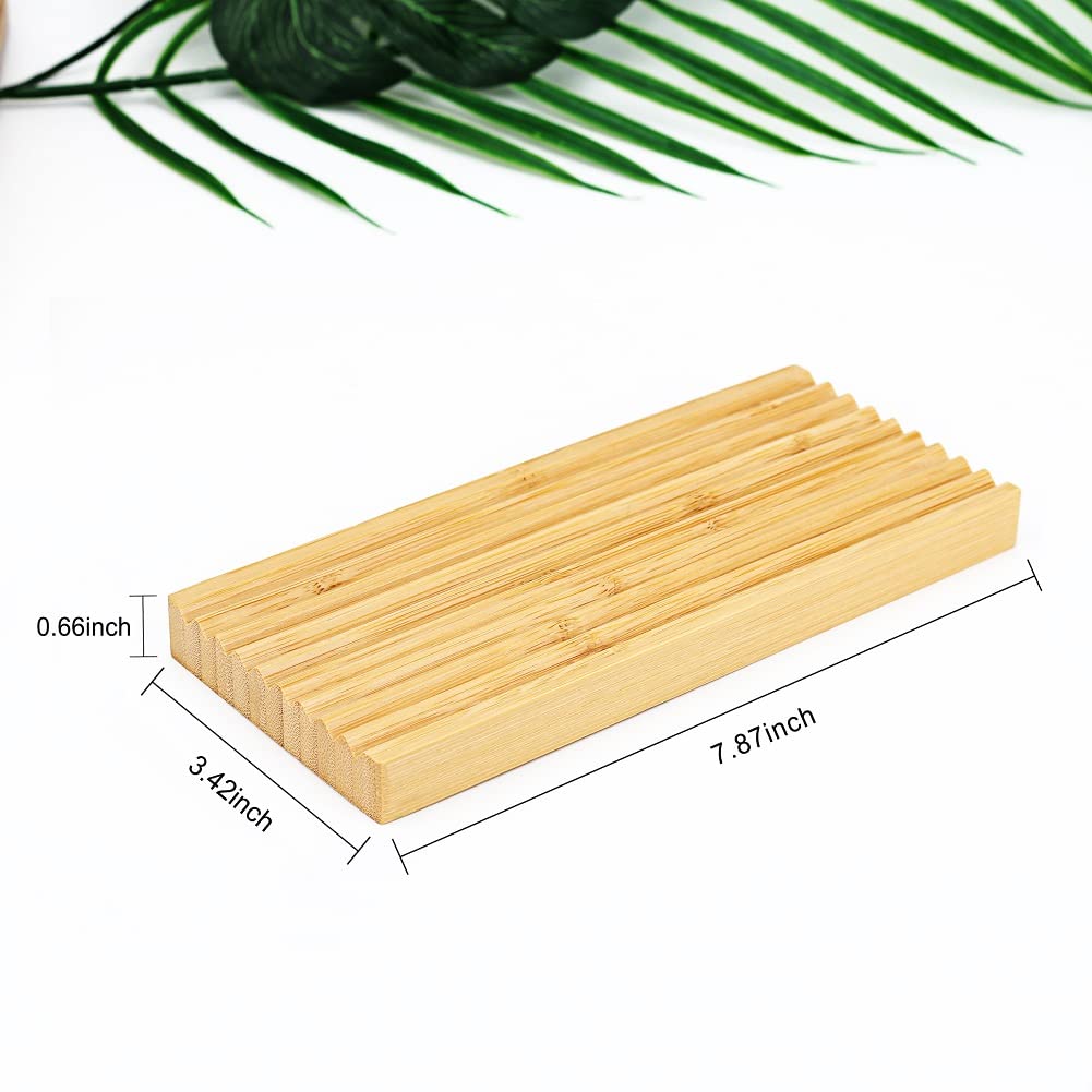 Bamboo Soap Dish Holder - Soap Saver - Natural Bamboo Wood Soap Dish With Drain Tray For Shower Bathroom Bathtub Kitchen Extend