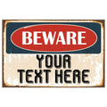 Beware Of Custom Personalized Man Cave Signs | Custom Metal Garage Signs | 8 x 12 Inch | Workshop Man Cave Signs And Decor | Men